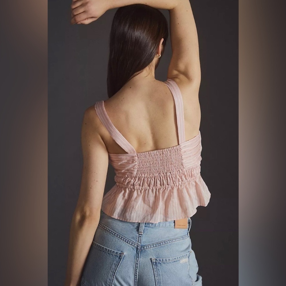 NWT Maeve Shirred Peplum Top Size M - Picture 4 of 9